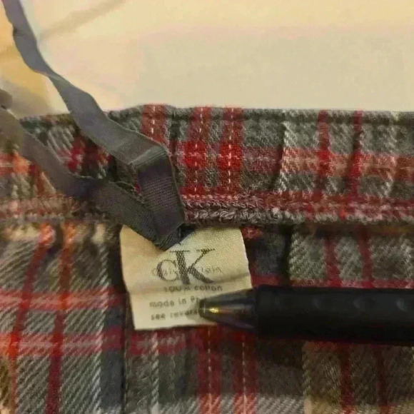 Calvin Klein Mens 100% Cotton Plaid Flannel Pajama Set Red Gray Size Large - Picture 4 of 10